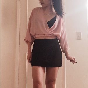 Charlotte russe pink wrap crop top S